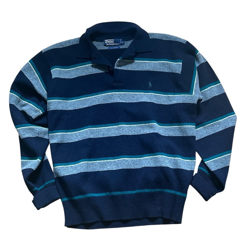 Polo Ralph Lauren 100% Lambswool Sweater - Navy and Gray